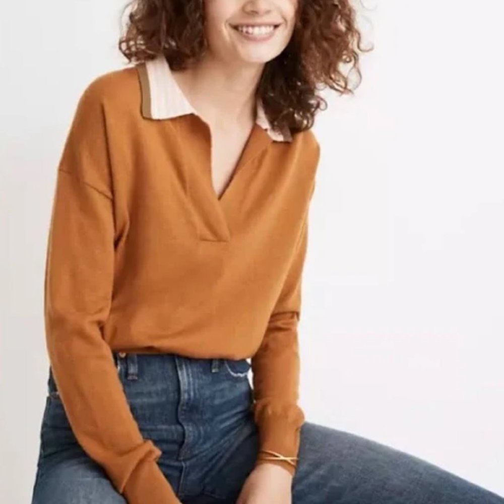 Madewell Colorblock Polo Sweater